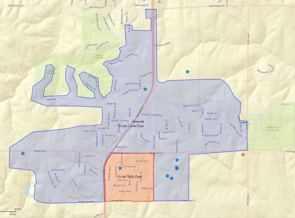 OV 2 mile Zone map