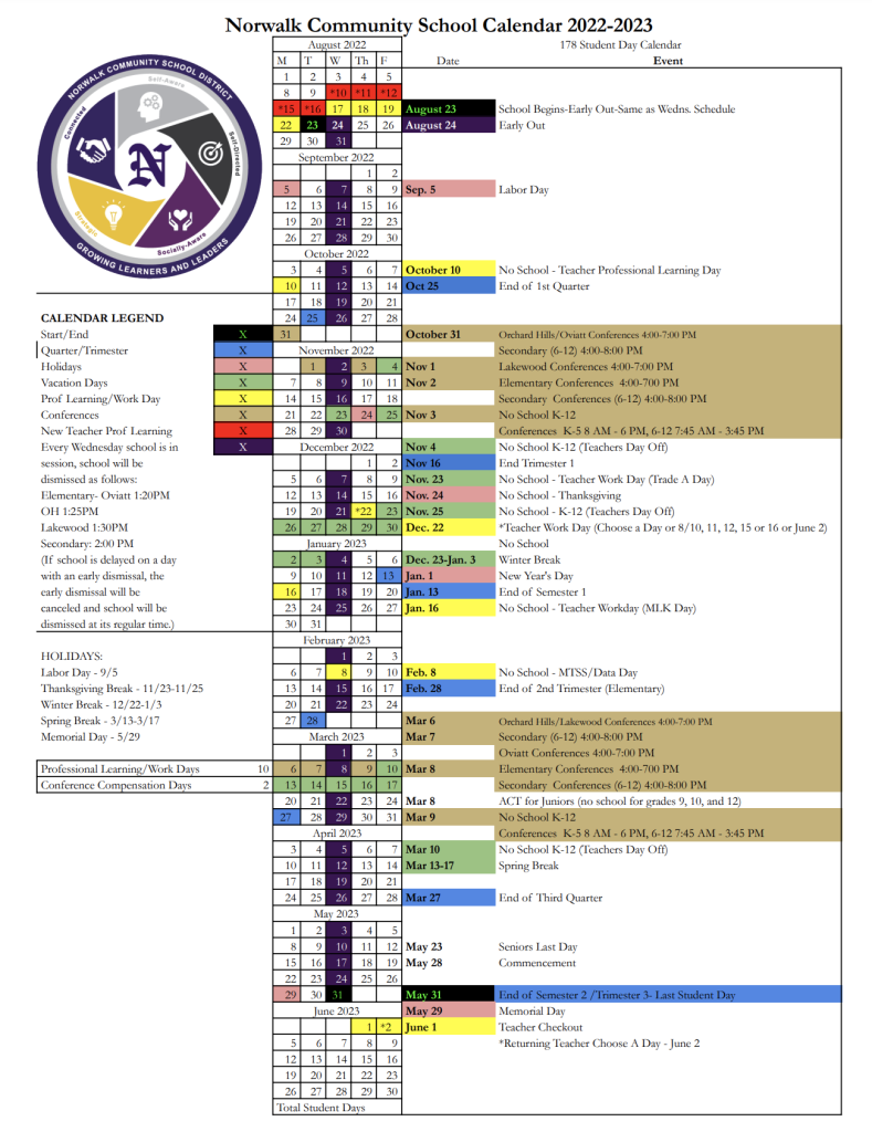 Public Calendar Norwalk Community School District