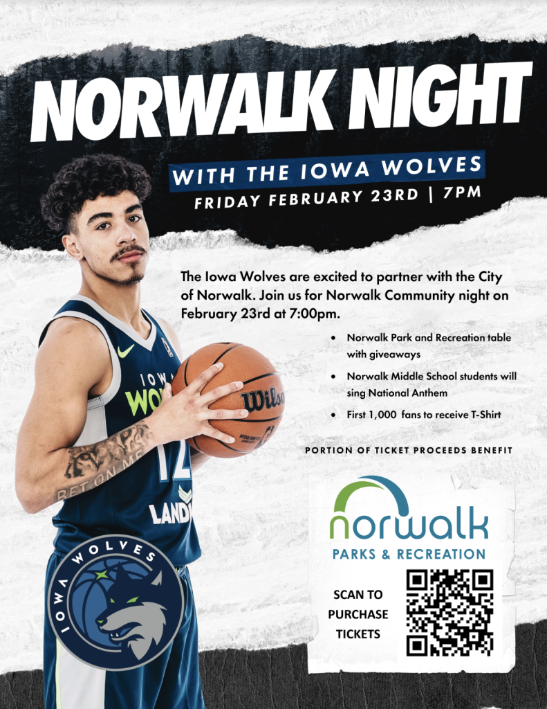 Norwalk Night at the Iowa Wolves February 23 at 7PM